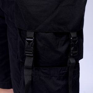 Men's Black Relaxed Fit Solid Utility Cargo Shorts
