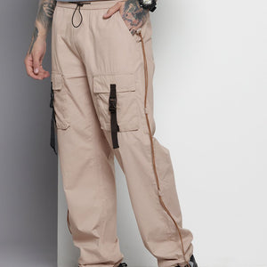 Men's White Relaxed Fit Solid Utility Cargo Jogger