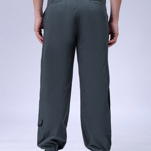 Men's Green Loose Fit Solid Zipper Jogger