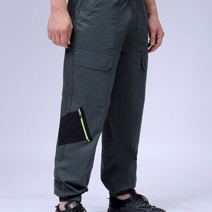 Men's Green Loose Fit Solid Zipper Jogger