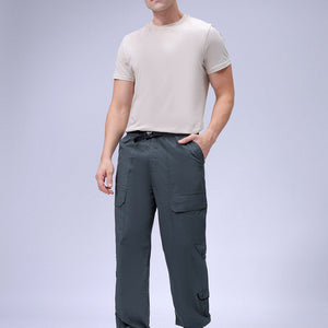 Men's Green Loose Fit Solid Zipper Jogger