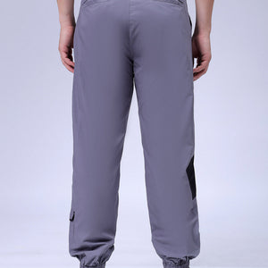 Men's Grey Loose Fit Solid Zipper Jogger