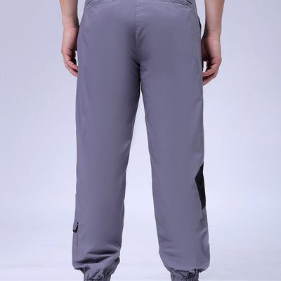 Men's Grey Loose Fit Solid Zipper Jogger