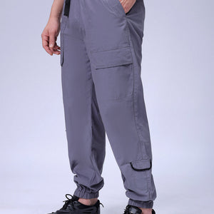 Men's Grey Loose Fit Solid Zipper Jogger