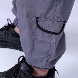 Men's Grey Loose Fit Solid Zipper Jogger