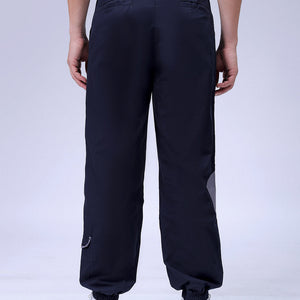 Men's Navy Blue Loose Fit Solid Zipper Jogger