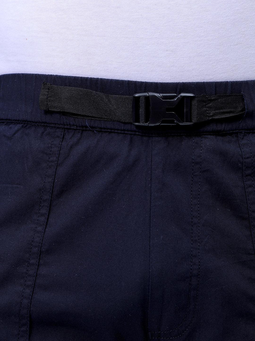 Men's Navy Blue Loose Fit Solid Zipper Jogger