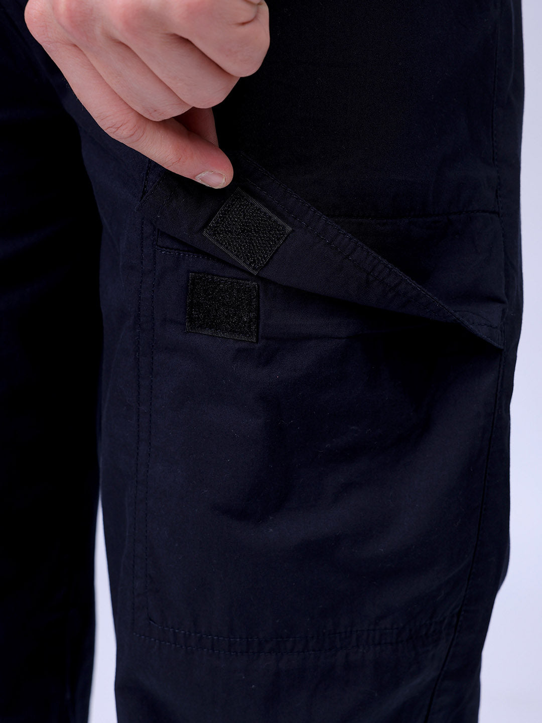 Men's Navy Blue Loose Fit Solid Zipper Jogger