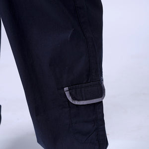 Men's Navy Blue Loose Fit Solid Zipper Jogger
