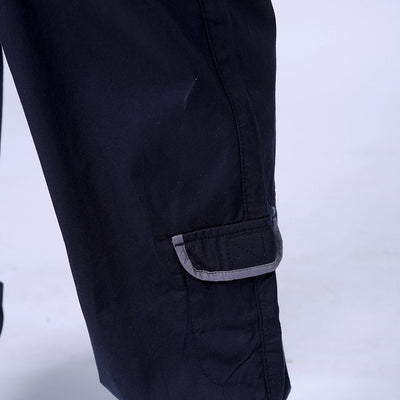 Men's Navy Blue Loose Fit Solid Zipper Jogger