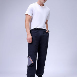 Men's Navy Blue Loose Fit Solid Zipper Jogger