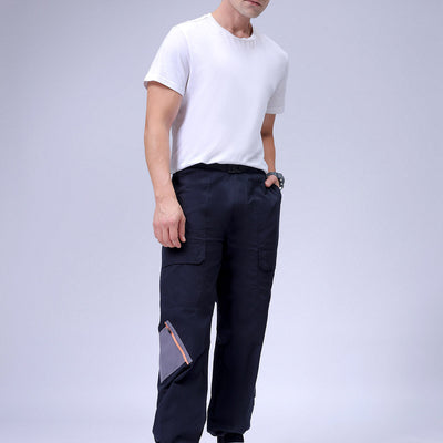 Men's Navy Blue Loose Fit Solid Zipper Jogger