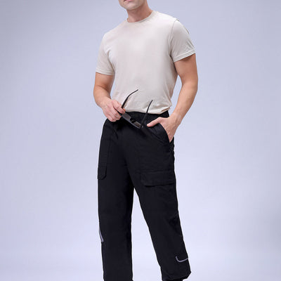 Men's Black Loose Fit Solid Zipper Jogger