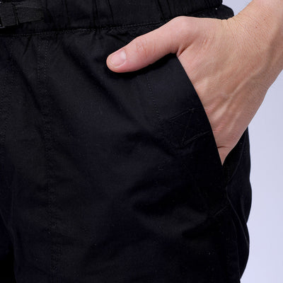 Men's Black Loose Fit Solid Zipper Jogger