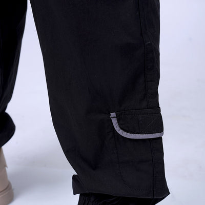 Men's Black Loose Fit Solid Zipper Jogger