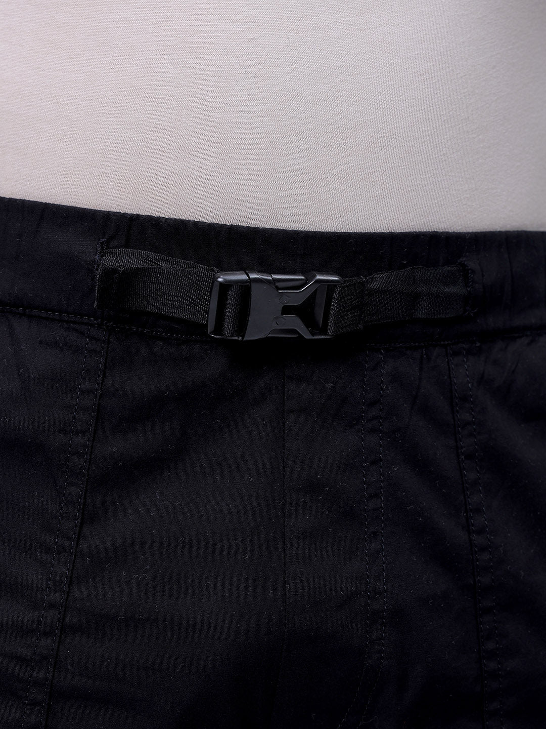 Men's Black Loose Fit Solid Zipper Jogger