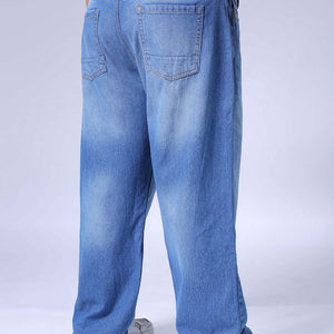 Men's Plus Size Blue Baggy Fit Solid Jeans