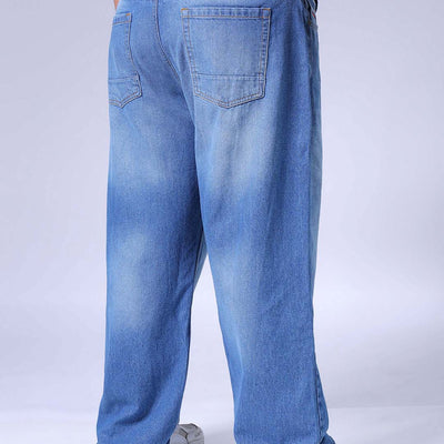 Men's Plus Size Blue Baggy Fit Solid Jeans