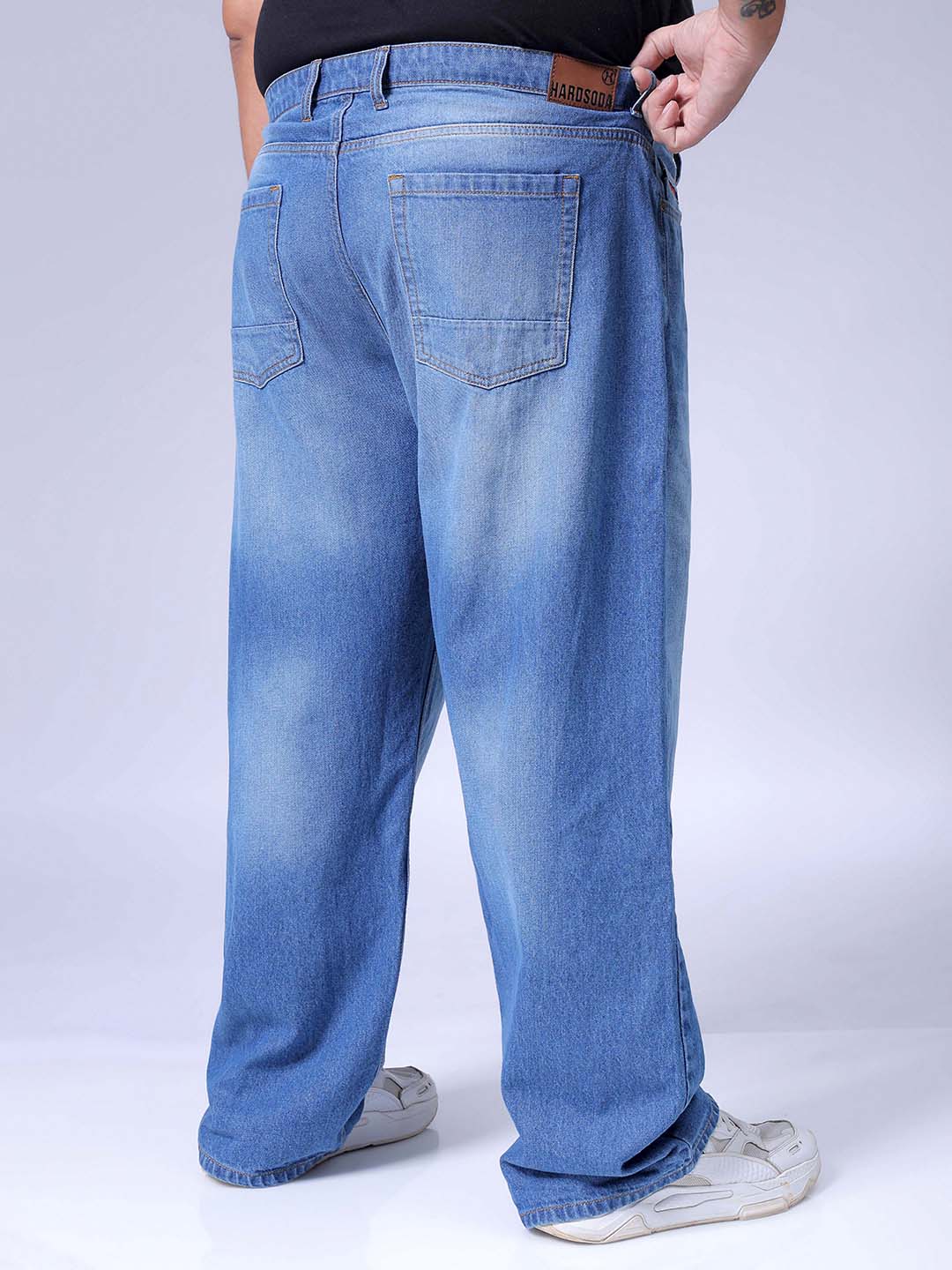 Men's Plus Size Blue Baggy Fit Solid Jeans