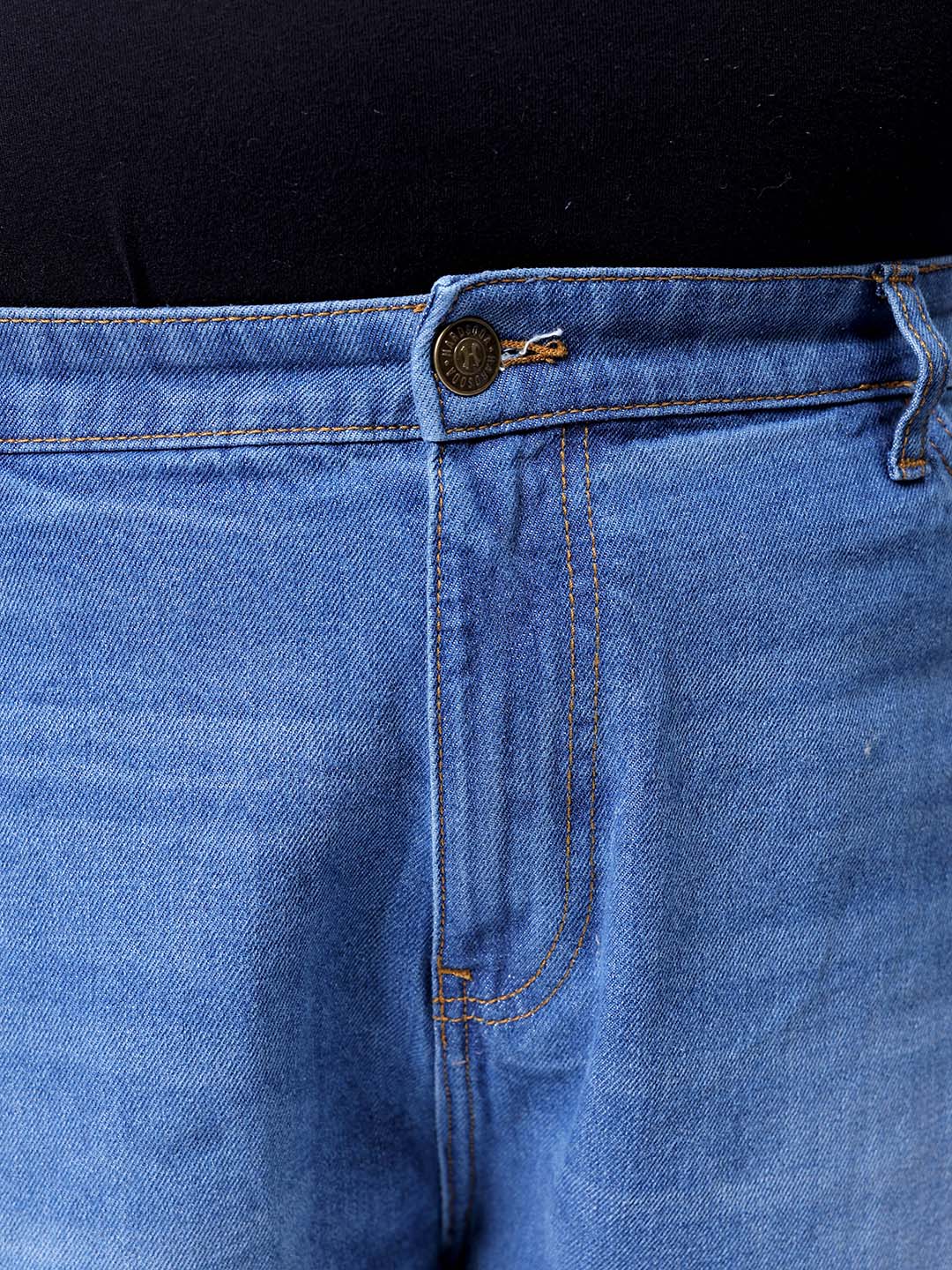 Men's Plus Size Blue Baggy Fit Solid Jeans