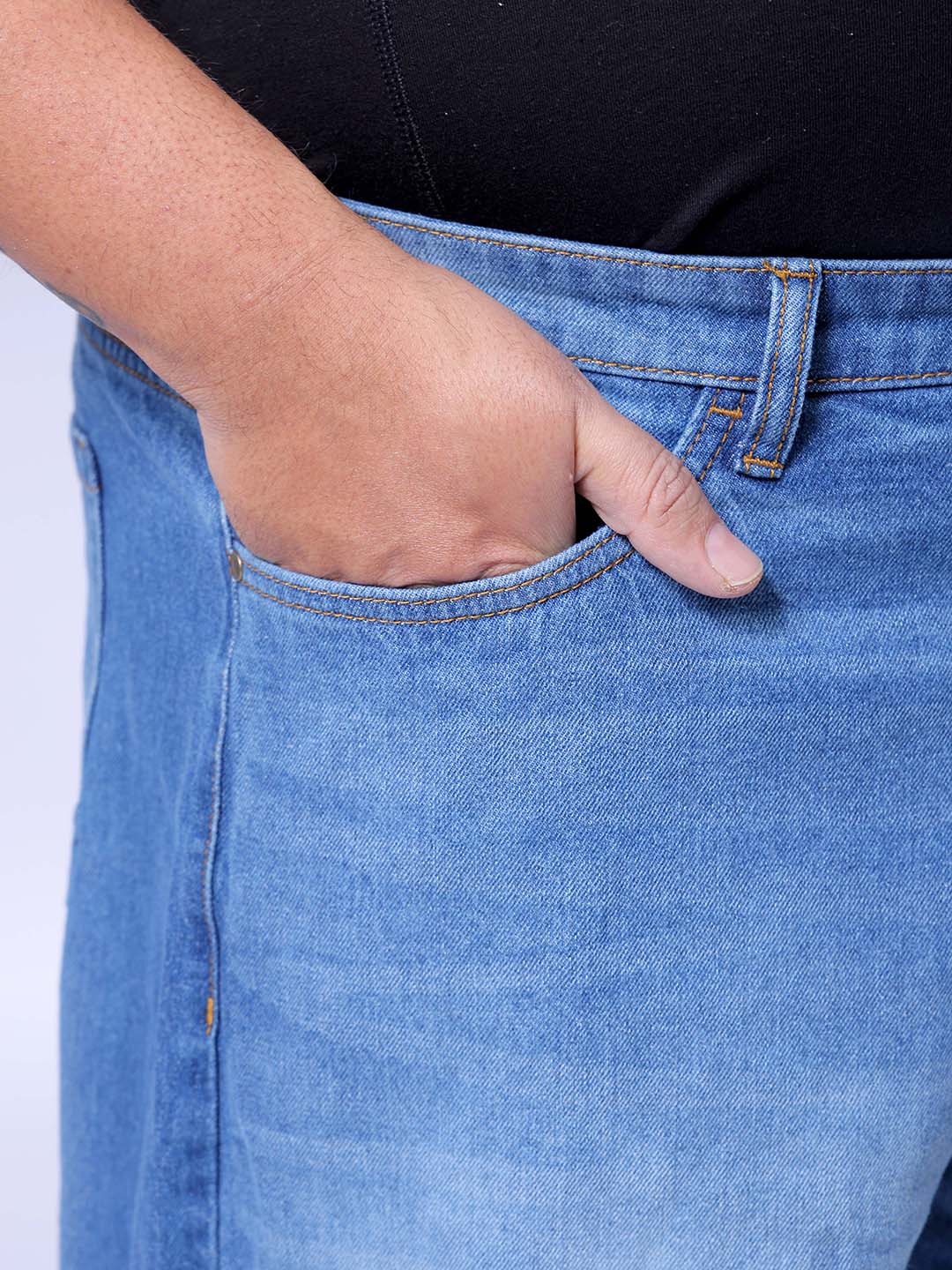 Men's Plus Size Blue Baggy Fit Solid Jeans