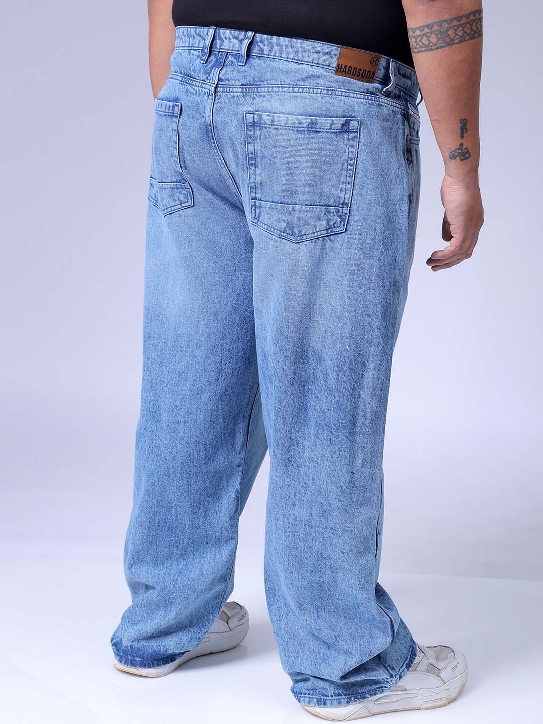 Men's Plus Size Blue Baggy Fit Solid Jeans