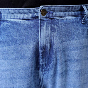 Men's Plus Size Blue Baggy Fit Solid Jeans