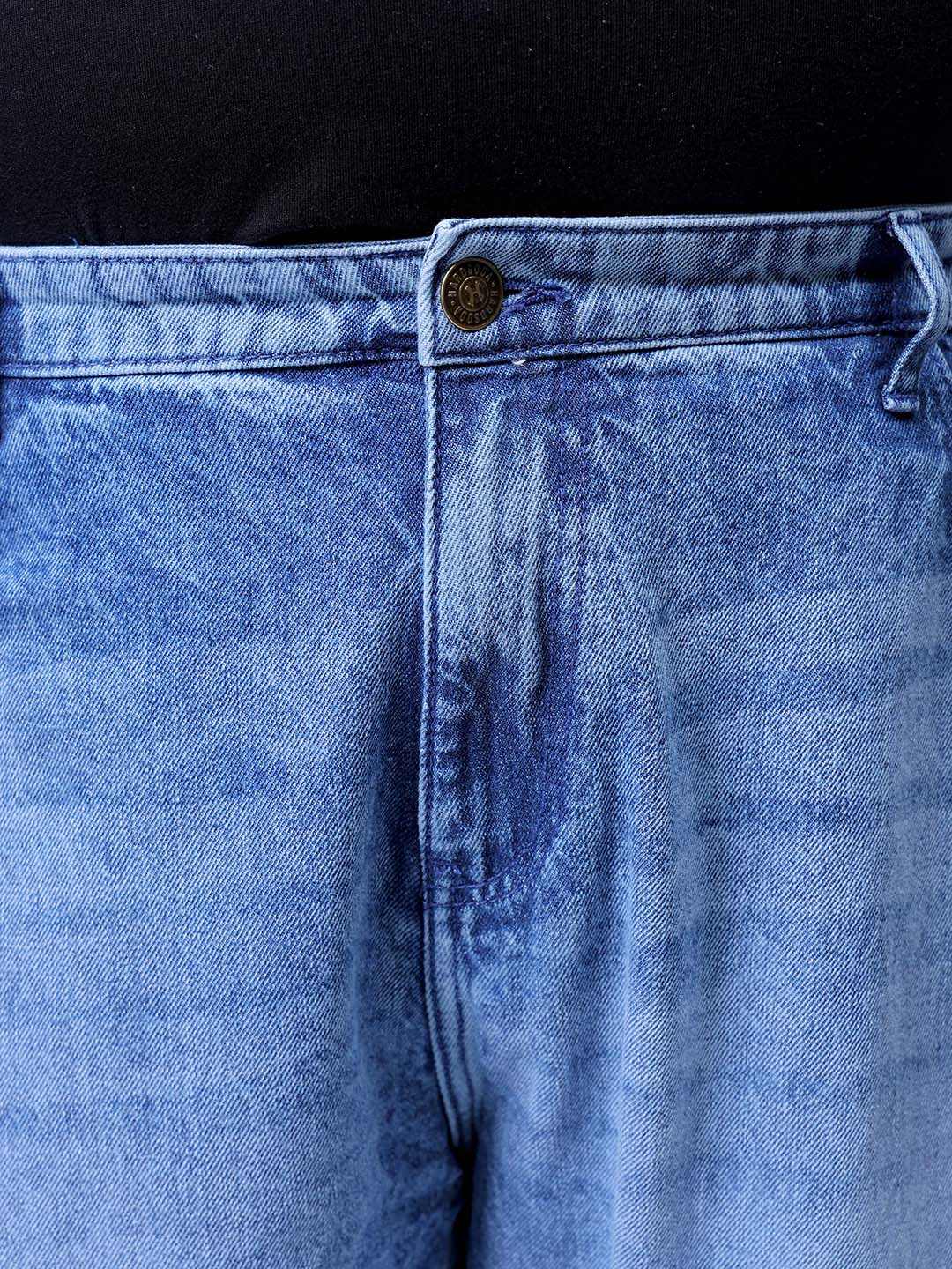 Men's Plus Size Blue Baggy Fit Solid Jeans