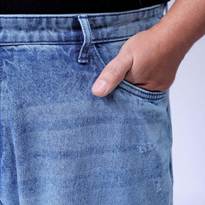 Men's Plus Size Blue Baggy Fit Solid Jeans
