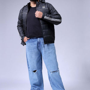 Men's Plus Size Blue Baggy Fit Solid Jeans