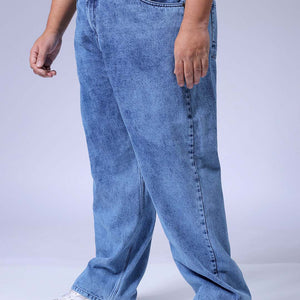 Men's Plus Size Blue Baggy Fit Solid Jeans