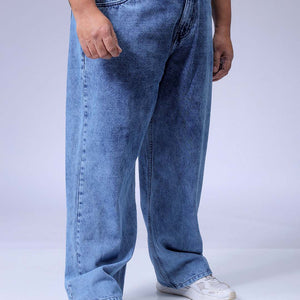 Men's Plus Size Blue Baggy Fit Solid Jeans