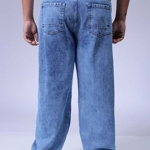 Men's Plus Size Blue Baggy Fit Solid Jeans