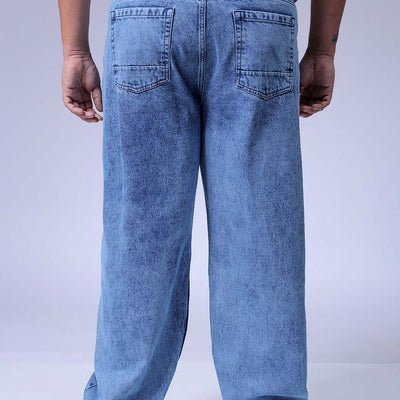 Men's Plus Size Blue Baggy Fit Solid Jeans