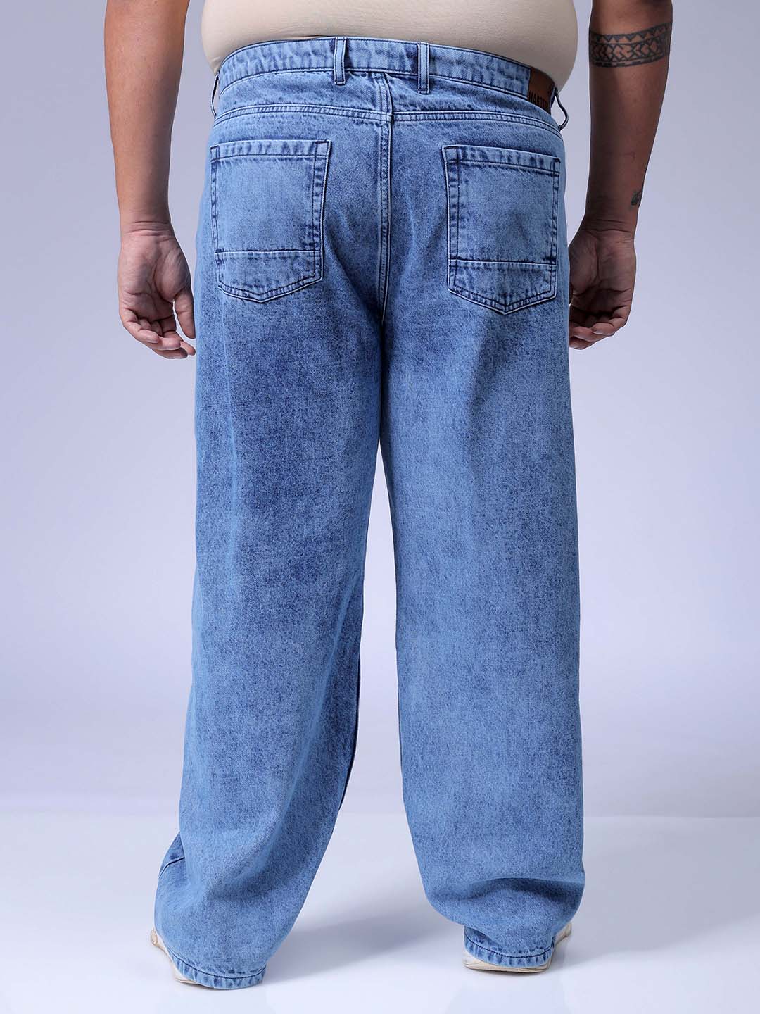 Men's Plus Size Blue Baggy Fit Solid Jeans