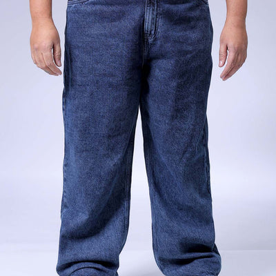 Men's Plus Size Blue Baggy Fit Solid Jeans