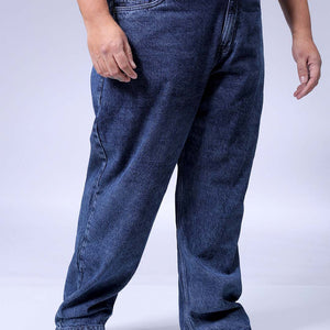 Men's Plus Size Blue Baggy Fit Solid Jeans