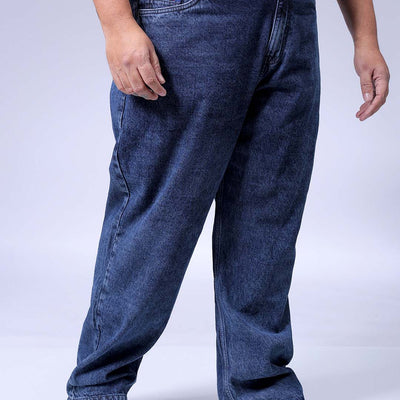 Men's Plus Size Blue Baggy Fit Solid Jeans