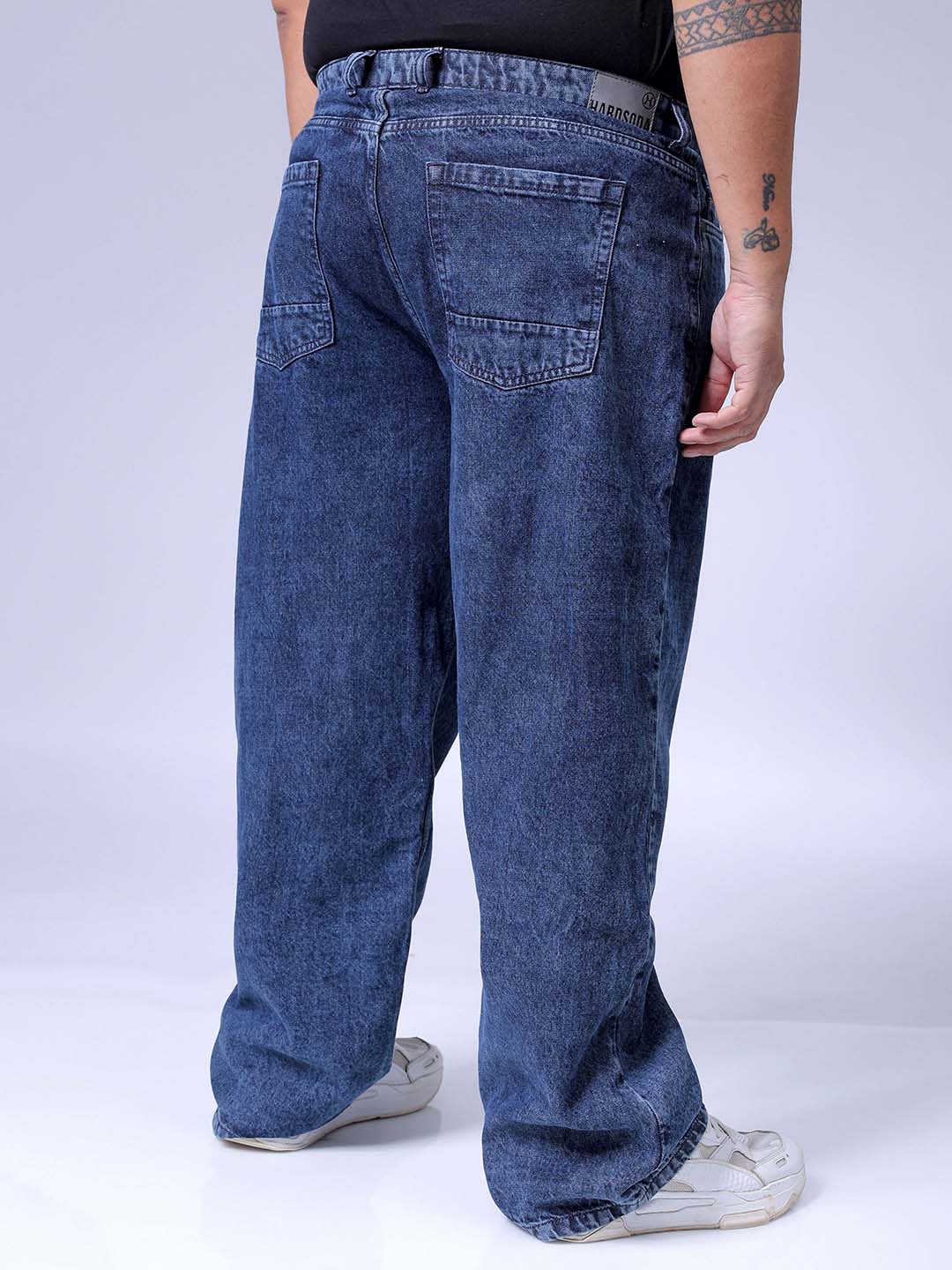Men's Plus Size Blue Baggy Fit Solid Jeans