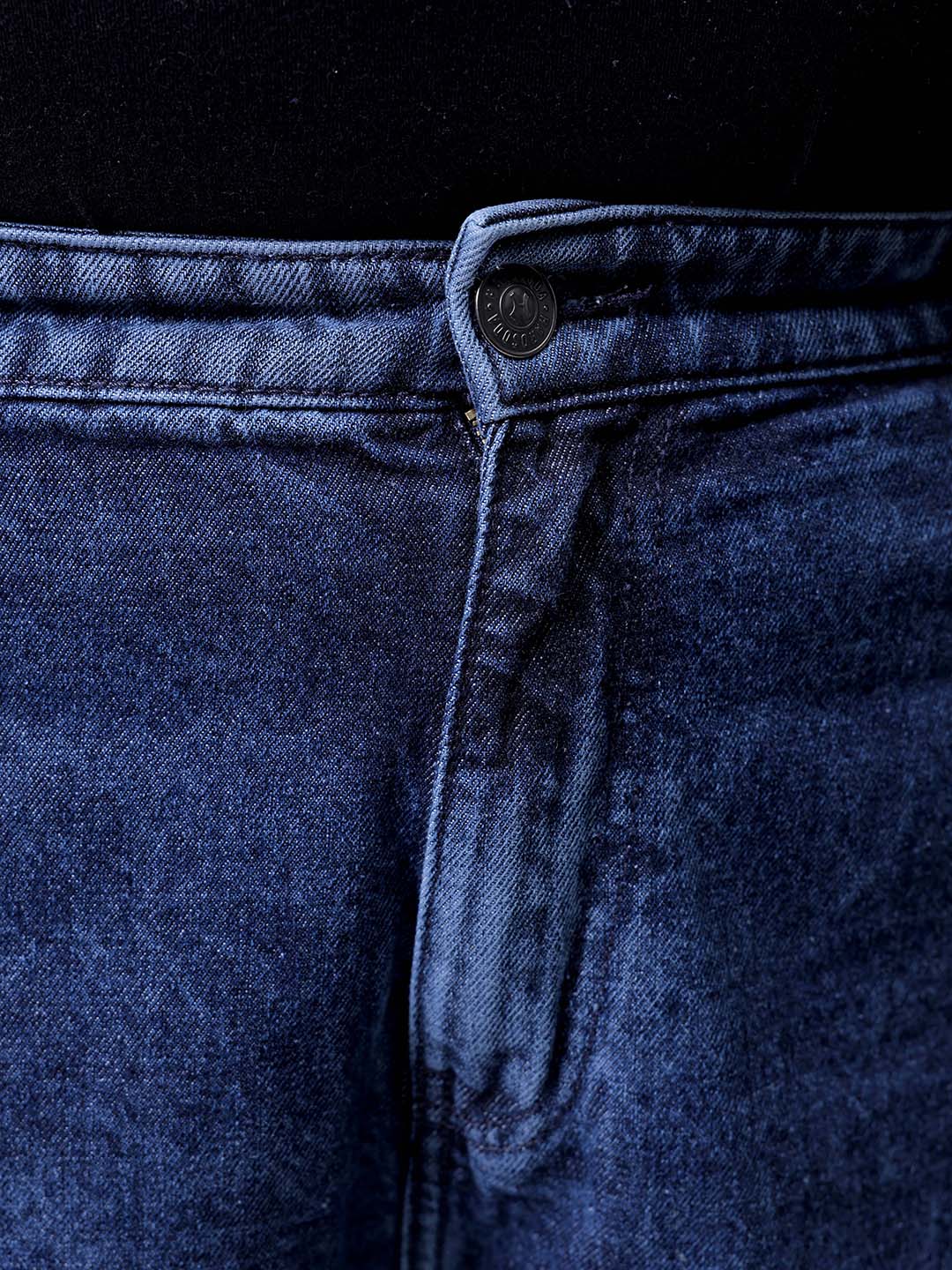 Men's Plus Size Blue Baggy Fit Solid Jeans