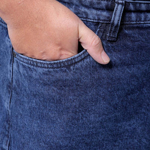 Men's Plus Size Blue Baggy Fit Solid Jeans