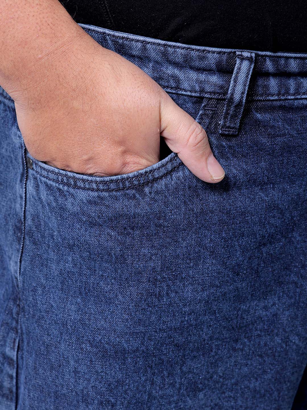 Men's Plus Size Blue Baggy Fit Solid Jeans