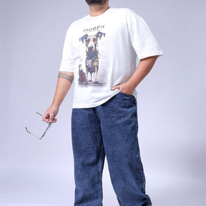 Men's Plus Size Blue Baggy Fit Solid Jeans