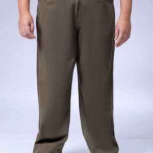 Men's Plus Size Olive Baggy Fit Solid Jeans