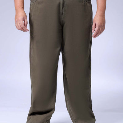 Men's Plus Size Olive Baggy Fit Solid Jeans