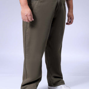 Men's Plus Size Olive Baggy Fit Solid Jeans