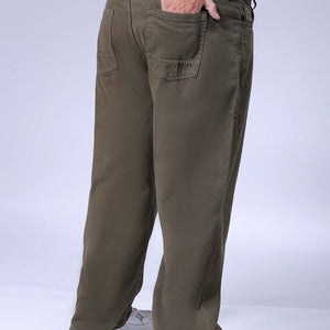 Men's Plus Size Olive Baggy Fit Solid Jeans