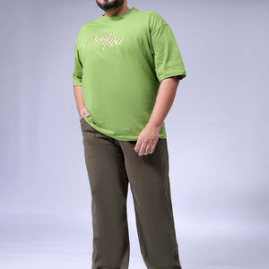Men's Plus Size Olive Baggy Fit Solid Jeans