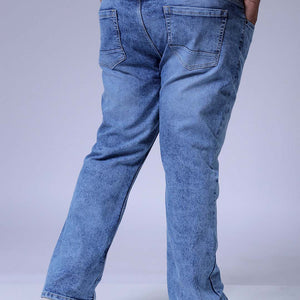 Men's Plus Size Blue Bootcut Fit Solid Stretchable Jeans