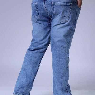 Men's Plus Size Blue Bootcut Fit Solid Stretchable Jeans